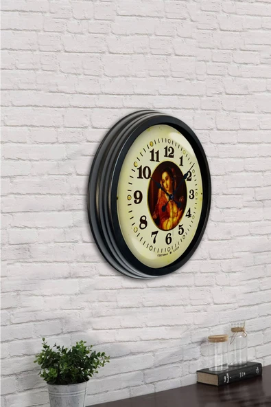 AİB STORE 40 Cm Siyah Metal Tablo Kadın Duvar Saati - 4