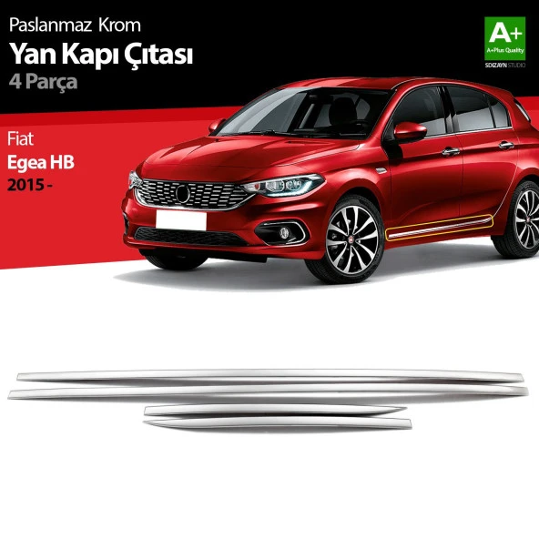 Fiat Egea Hatchback için Krom Yan Kapı Çıtası 4 Parça. 2015 Üzeri