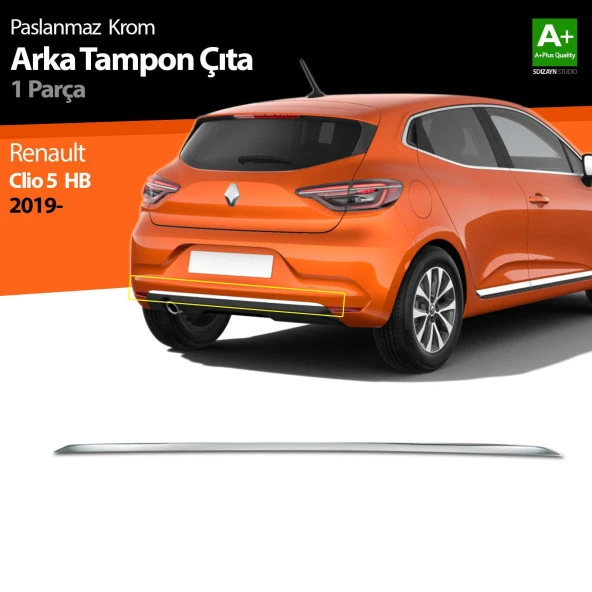 Renault Clio 5 için Krom Arka Tampon Çıtası 2019 Ve Üzeri