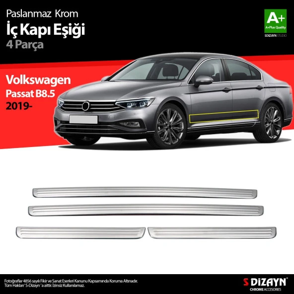 Volkswagen Passat B8.5 için Krom İç Kapı Eşiği 4 Parça 2019 Ve Üzeri