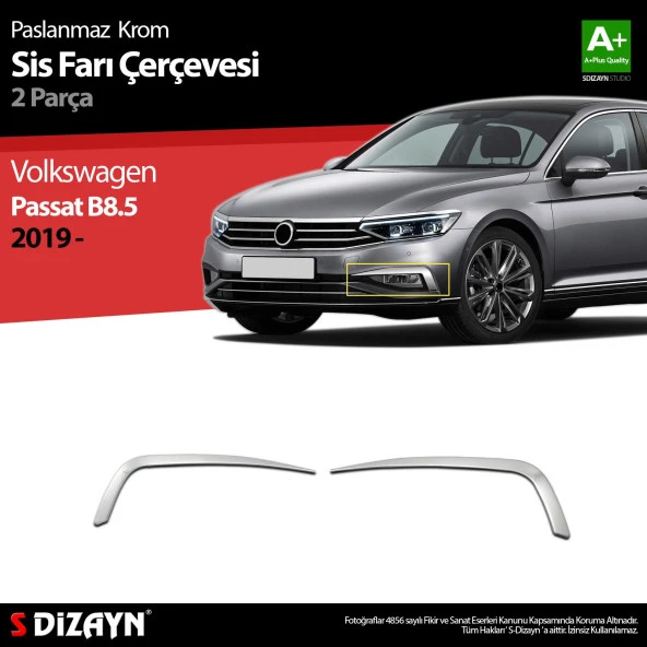 Volkswagen Passat B8.5 için Krom Sis Farı Çerçevesi 2 Parça 2019 Ve Üzeri - Resim 2