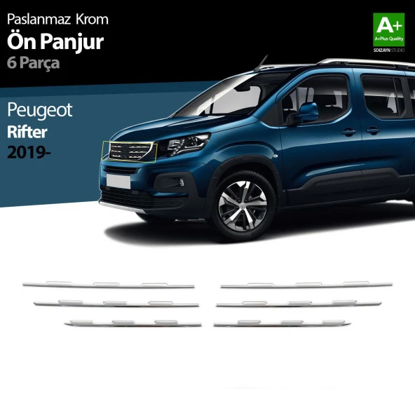 Peugeot Rifter Krom için Ön Panjur 6 Parça. 2019 Ve Üzeri