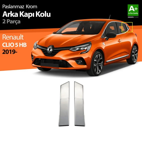 Renault Clio 5 için Krom Kapı Kolu Arka 2 Parça. 2019 Ve Üzeri