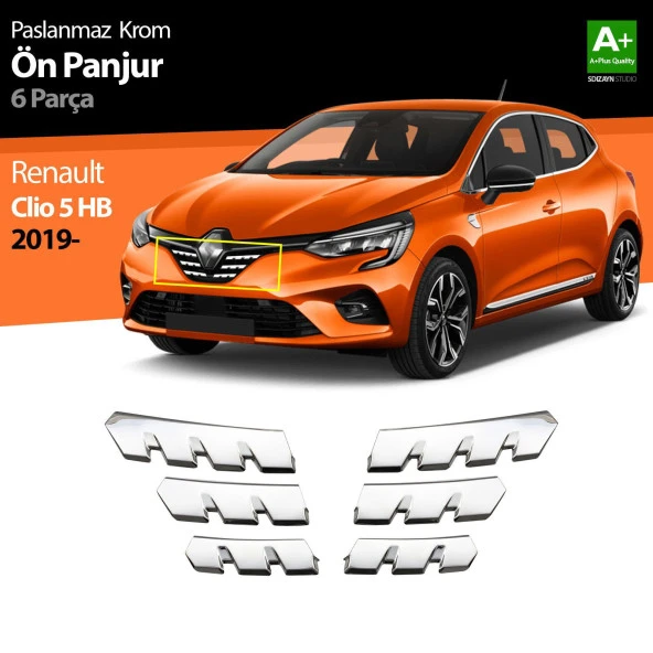 Renault Clio 5 için Krom Ön Alt Panjur 6 Parça. 2019 Ve Üzeri