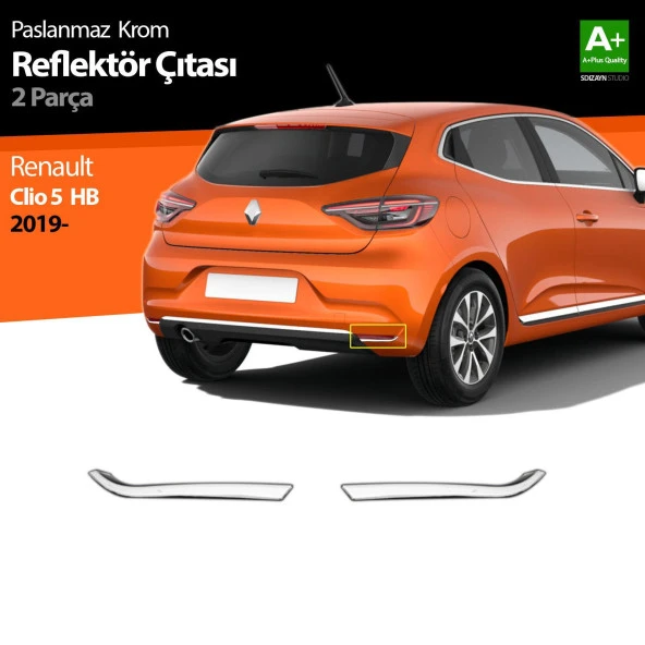 Renault Clio 5 için Krom Reflektör Çıtası 2 Parça. 2019 Ve Üzeri