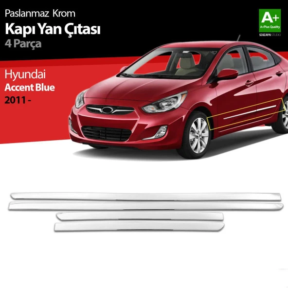 Hyundai Accent Blue için Krom Kapı Yan Çıtası 2011 Üzeri
