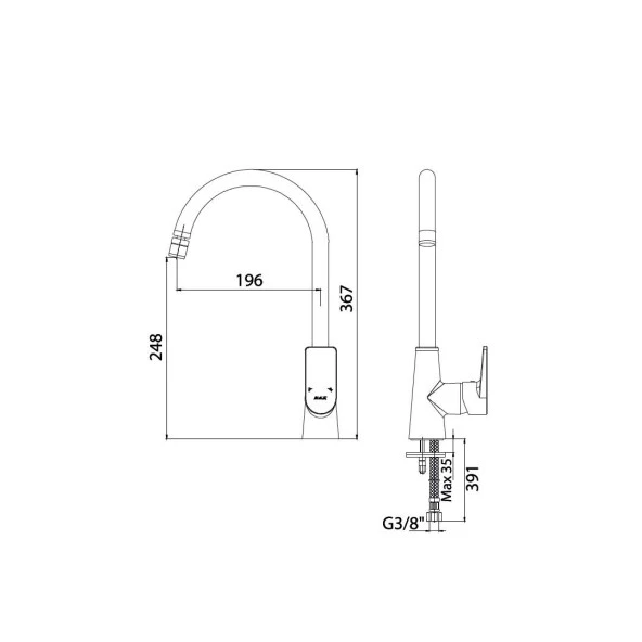 ECA Dalia Mafsallı Eviye Bataryası Krom 102118126 - Resim 2