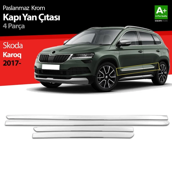 Skoda Karoq Krom için Kapı Yan Çıtası 4 Parça 2017 Üzeri