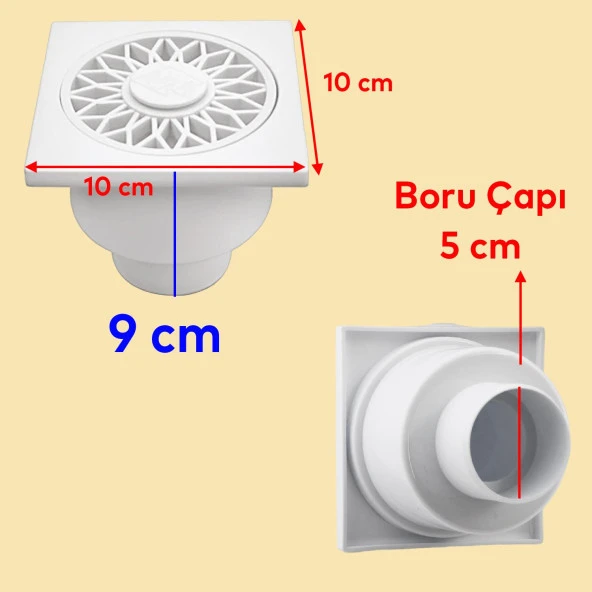 Yer Süzgeci Banyo Izgara Lavabo Pis Su Gideri Kapak Kapağı Alttan Giderli Yer Sifonu - 2