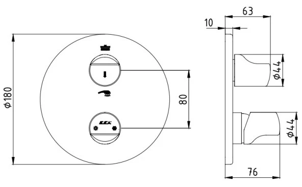 ECA Myra Ankastre Banyo Bataryası Sıva Üstü 2 Yollu 102167203H-YDE - Resim 2