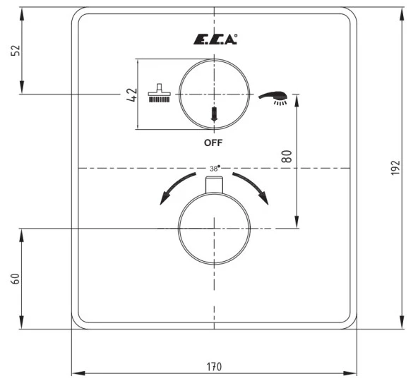 ECA Termostatik Ankastre Banyo Bataryası Sıva Üstü 2 Yollu 102167215-KDE - 2