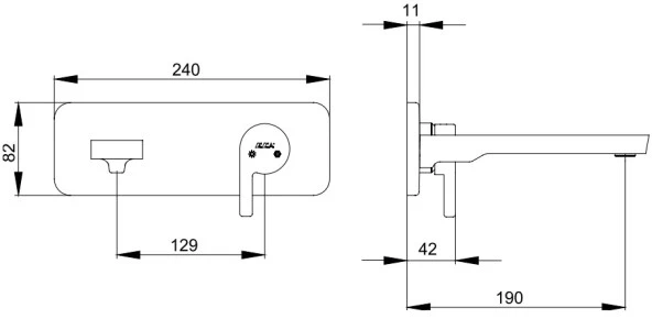 ECA İcon Ankastre Lavabo Bataryası Sıva Üstü Tek Rozet 102167601H-K - Resim 2