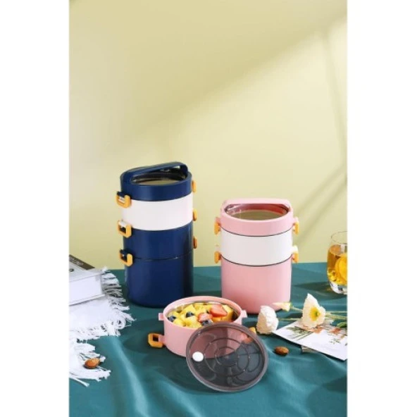 Backpacker Paslanmaz Çelik Yemek Kutusu 1800ML Mavi - 2