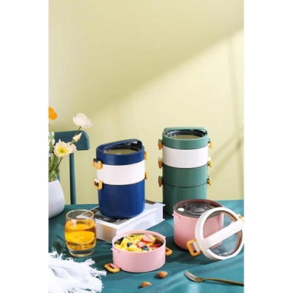 Backpacker Paslanmaz Çelik Yemek Kutusu 1800ML Mavi - 3