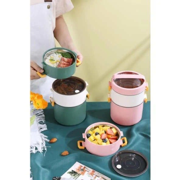 Backpacker Paslanmaz Çelik Yemek Kutusu 1800ML Mavi - 4