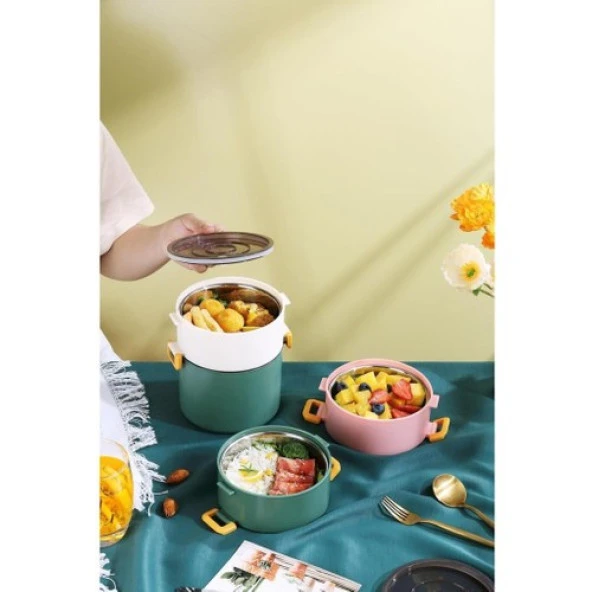 Backpacker Paslanmaz Çelik Yemek Kutusu 1800ML Mavi - 5