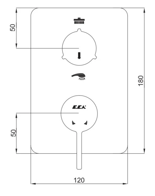 ECA Purity Ankastre Banyo Bataryası Sıva Üstü 2 Yollu 102167202H-KDE - Resim 2