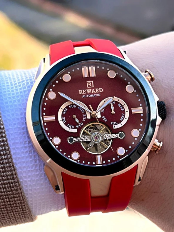 Rwd.31 Reward Tam Otomatik Silikon Kordon İç Fonksiyonları Aktif 3 Atm Suya Dayanıklı Erkek Kol Saat - Resim 3