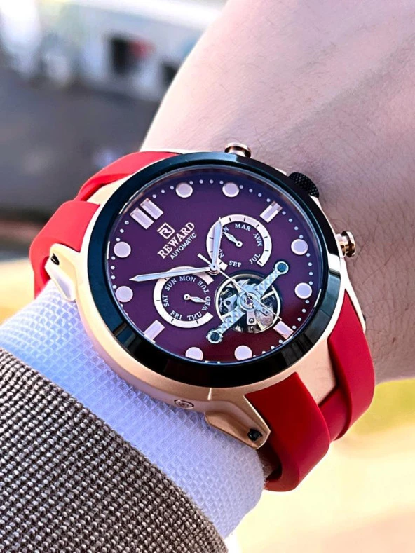 Rwd.31 Reward Tam Otomatik Silikon Kordon İç Fonksiyonları Aktif 3 Atm Suya Dayanıklı Erkek Kol Saat - Resim 6