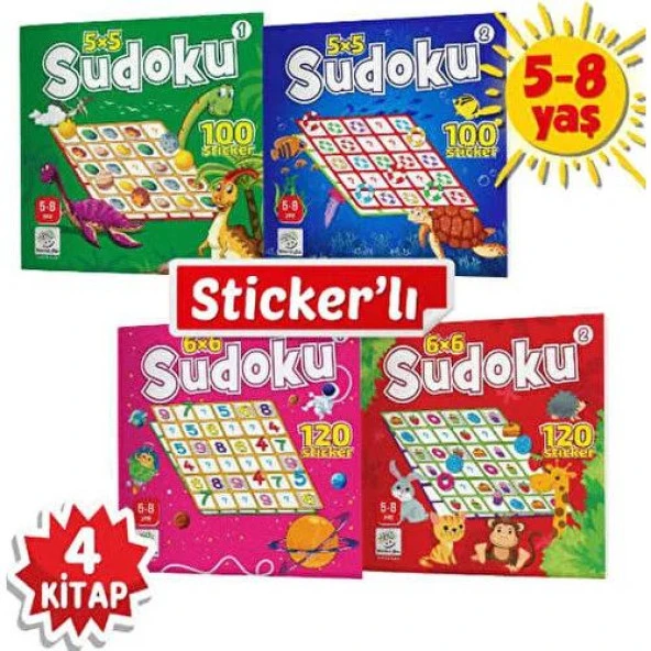 Yükselen Zeka Stickerlı Sudoku Seti 4 Kitap 5-8 Yaş