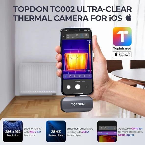 TOPDON TC002 iOS için Termal Kamera 256 x 192 IR Yüksek Çözünürlük - Gri - 2