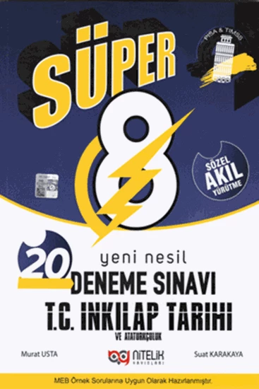 Nitelik Yayınları Süper 8. Sınıf TC. İnkılap Tarihi ve Atatürkçülük 20 Deneme Sınavı