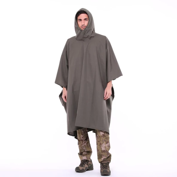 Single Sword Çantalı Su Geçirmez Askeri Kadın&Erkek Panço Yağmurluk, Kamuflaj - 12