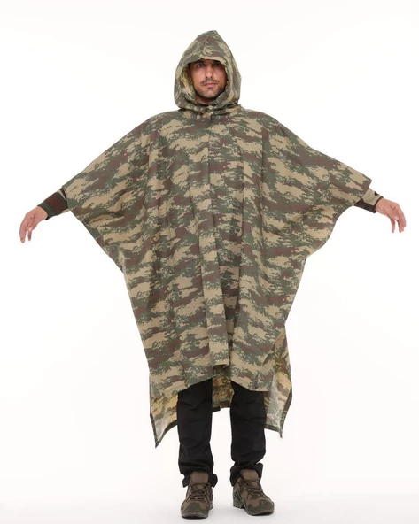 Single Sword Çantalı Su Geçirmez Askeri Kadın&Erkek Panço Yağmurluk, Kamuflaj