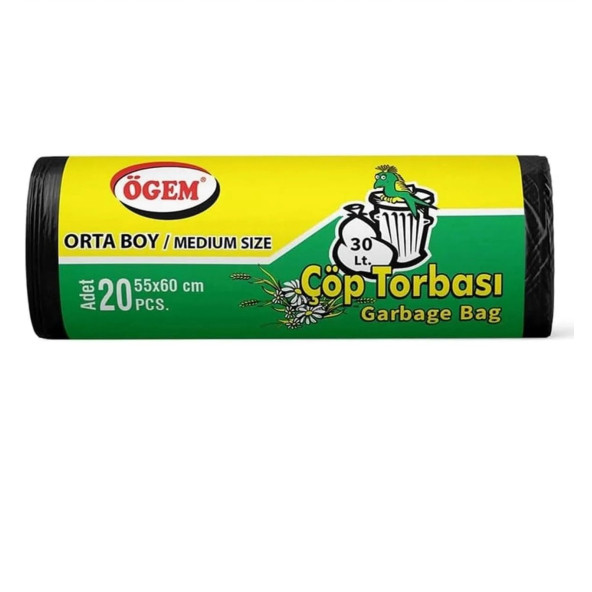 ÖGEM ORTA BOY ÇÖP POŞETİ SİYAH 55X60 X50PK