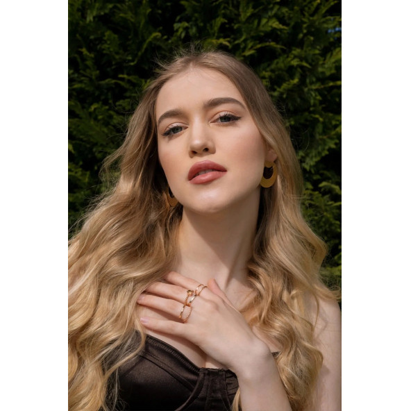 Kolye 2 Adet ,Küpe 2 Adet ve Yüzük Takı Set9 (Liabel Kolay Uygulanan 3 Renkli Göz Farı Hediye) - 5