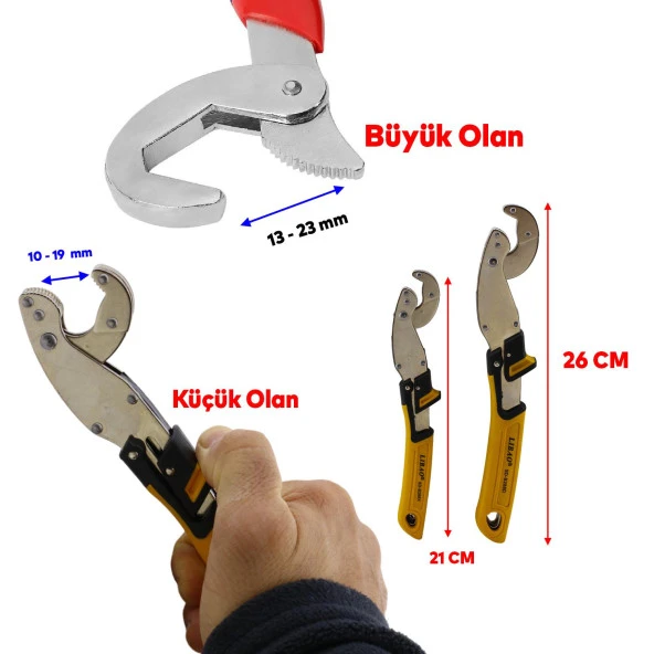 Akıllı Boru İngiliz Anahtarı Çok Amaçlı Nano Grip Kurbağacık Set 2li Set 10 - 24 mm Civata Somun - 2