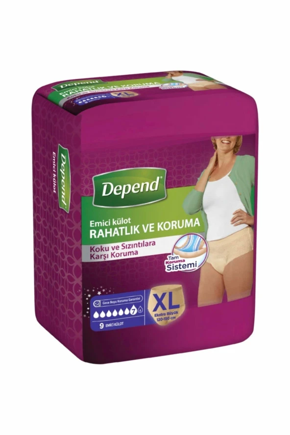 DEPEND Xl Beden Kadın Emici Külot 9 Lu (Bel Ölüçüsü 120-150 Cm) Yeni