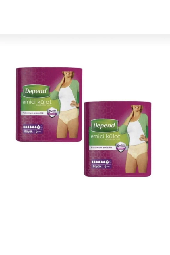 DEPEND Emici Külot Büyük Boy Kadın 9 Lu 2 Paket