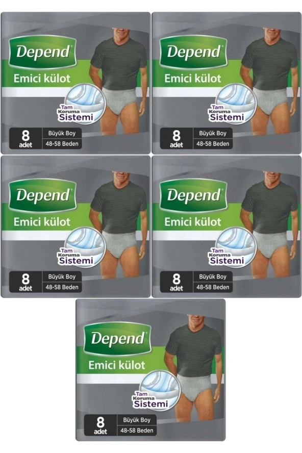 DEPEND Emici Külot Hasta Bezi Büyük Erkek 40 Adet (5Pk*8)