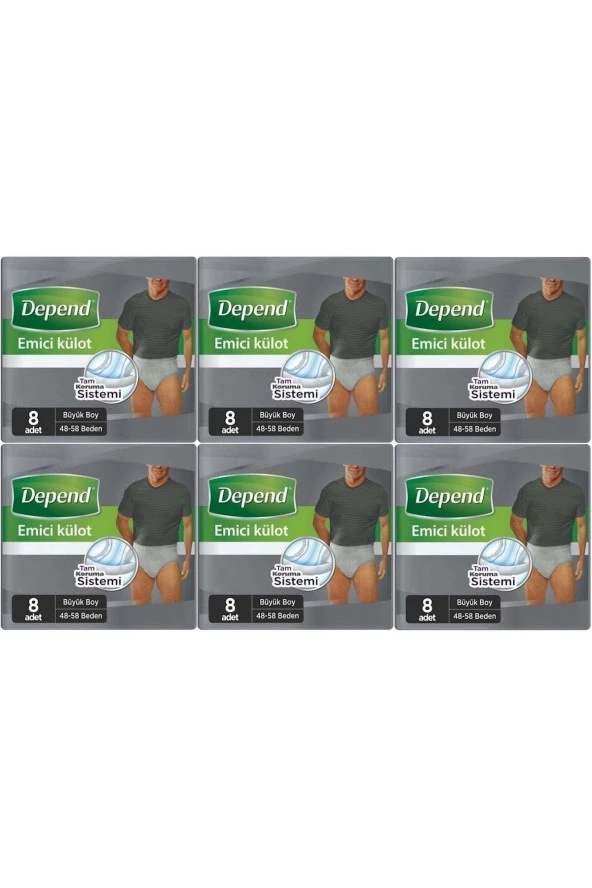 DEPEND Emici Külot Hasta Bezi Büyük Erkek 48 Adet (6Pk*8)