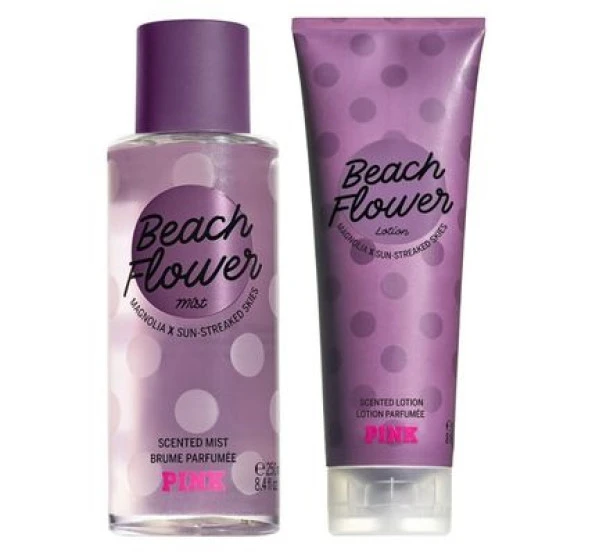 Victorias Secret Pink Beach Flower New Collection Vücut spreyi,Vücut Losyonu 2 li set