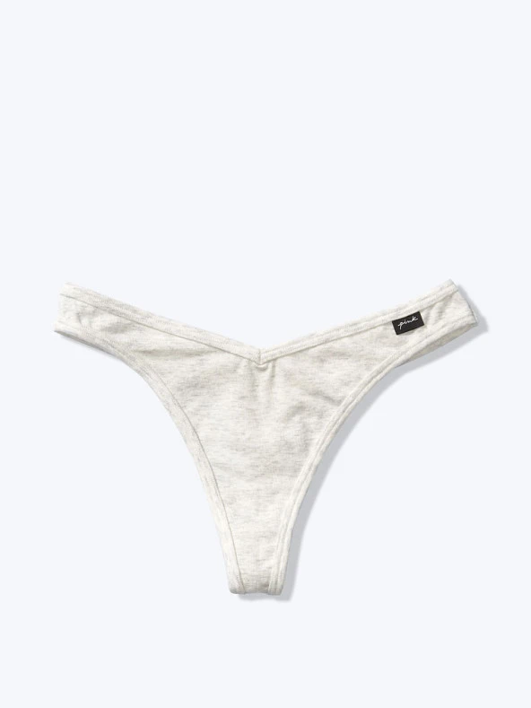 Victorias Secret PINK V-Cut Front Cotton Smooth Thong V Kesim Pamuk Pürüzsüz Tanga Külot