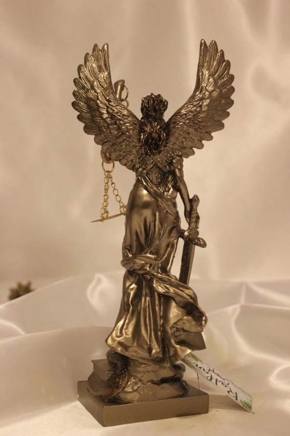 Dekoratif Avukat Adalet Kadın Heykeli Themis Terazi Kanatlı - Resim 5