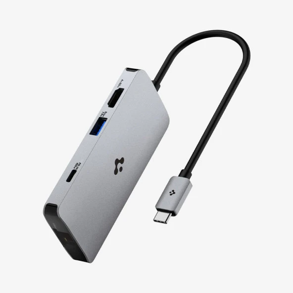 Spigen ArcDock 100W PD 3.0 / 8 in 1 USB-C Multi Hub / Çoklayıcı / Dönüştürücü Şarj Cihazı 8 Port / 4k 60hz / Ethernet 1Gbps / Macbook Space Gray PD2303