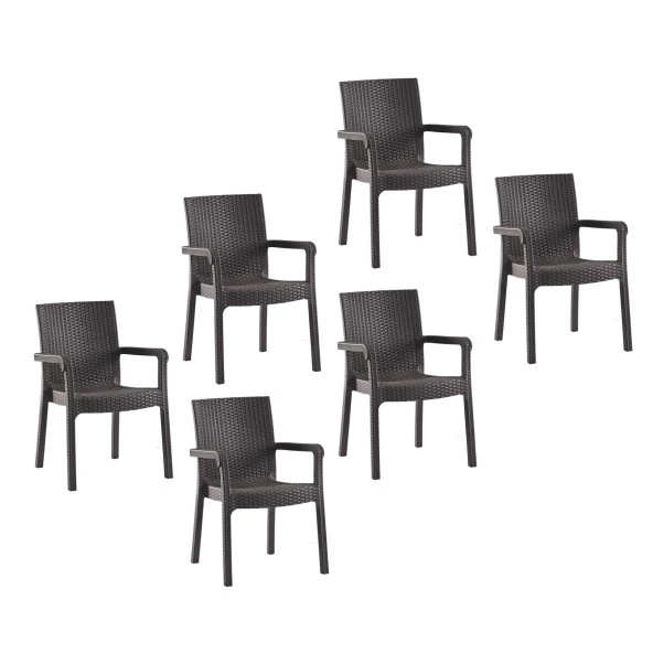 Holiday Markiz Rattan Koltuk Kahverengi 6lı Set