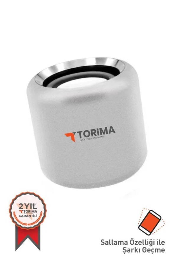 Torima D12 Taşınabilir Kablosuz Bluetooth Hoparlör Gümüş