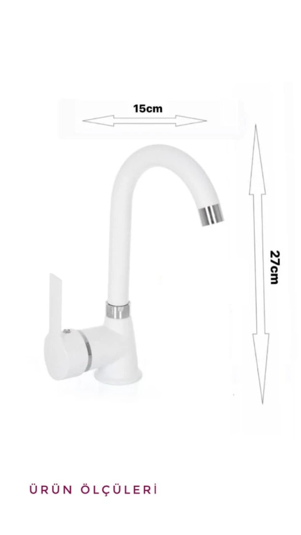 Beyaz Delta  3Lü Set  1 Adet Delta Mutfak Bataryası 1 Adet Lavabo Bataryası 1 Adet Delta batarya - Resim 3