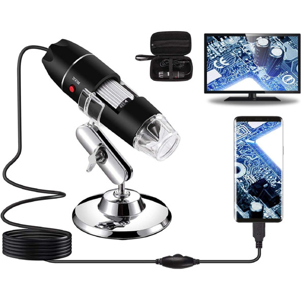 Bysameyee USB Dijital Mikroskop 40X-1000X, 8 LED Büyütme Endoskop Kamera