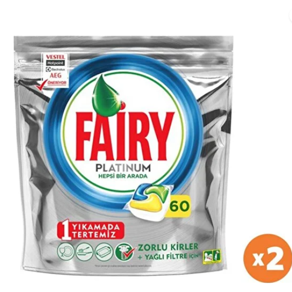 Fairy Platinum Limon Kokulu 120 Yıkama Tablet Bulaşık Makinesi Deterjanı 2x60 Adet