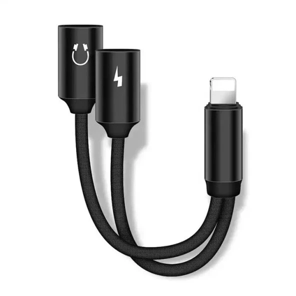 Tonex SX-06 Nylon Örgü Lightning To Lightning Şarj ve 3.5 mm  Kablo Kulaklık Dönüştürücü
