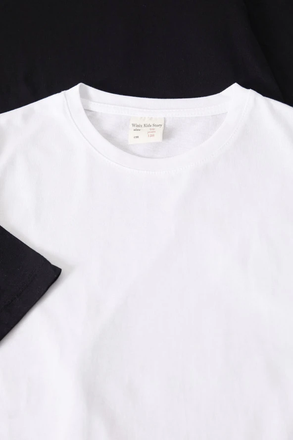 Siyah-Beyaz Uzun Kollu 2li Çocuk Düz Badi 17575 - 3