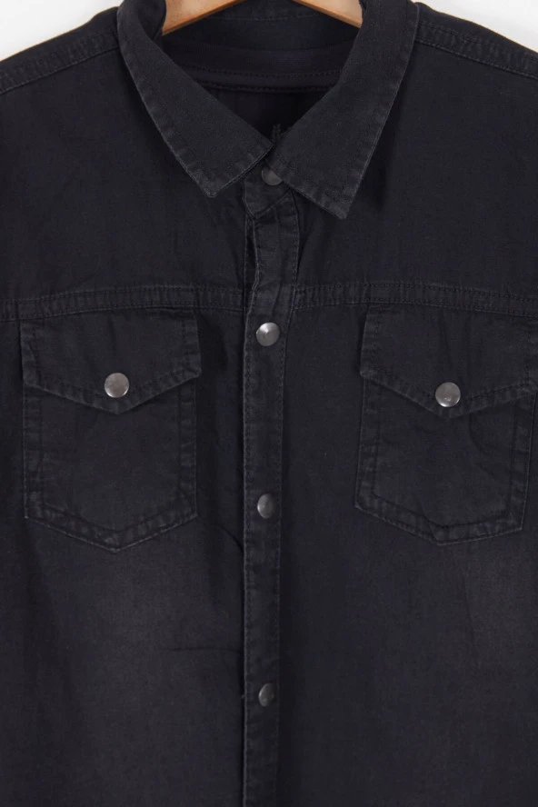 Siyah Shark Baskılı Jean Gömlekli T-shirt Erkek Çocuk 2li Takım 17574 - 4