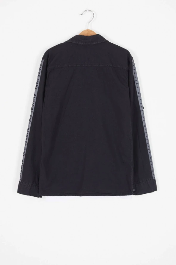 Siyah Shark Baskılı Jean Gömlekli T-shirt Erkek Çocuk 2li Takım 17574 - 5