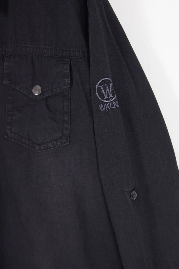 Siyah Logolu Tişörtlü Jean Gömlekli Erkek Çocuk 2li Takım 17572 - 3