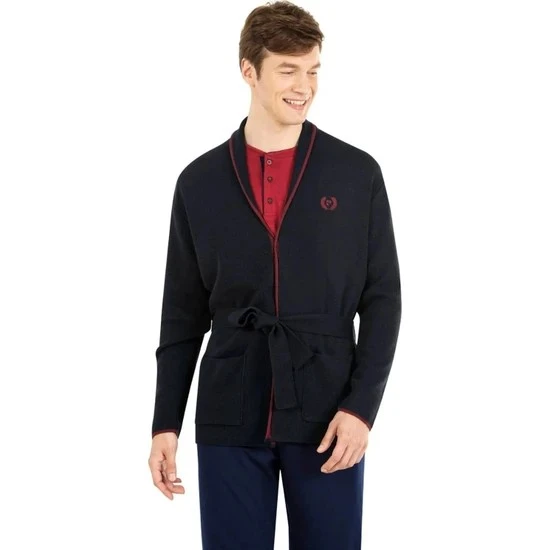 Pierre Cardin Erkek Çeyizlik Uzunkollu Pijama ve Triko Sabahlık 3'lü Set Takım - 2